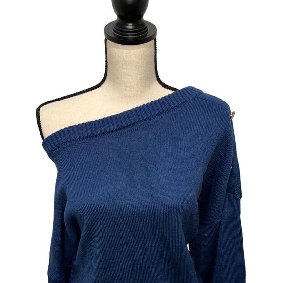 FTF Off-Shoulder Button Detail Sweater - Picture 5 of 12